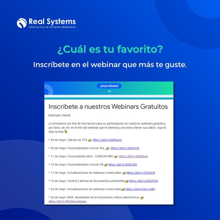 ¡Webinars Gratuitos Con Real Systems! - Sé Un Experto En CONCAR